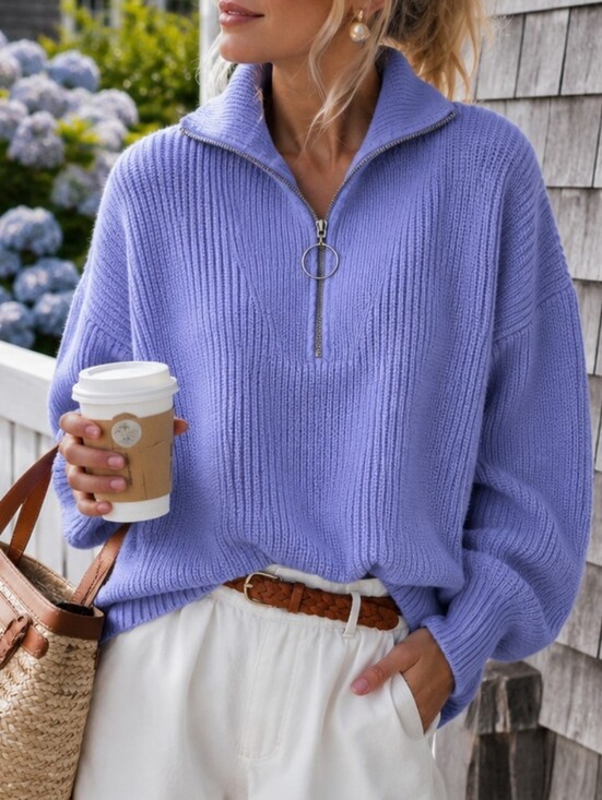 STAUD Sweaters - $275 NWT | STAUD Kirby Zip Sweater Periwinkle Large